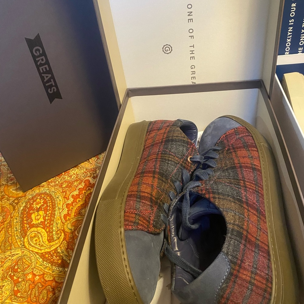 Greats Men's Plaid Sneakers - Blue and Brown